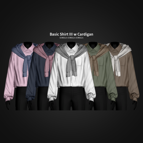 Alpha Basic Shirt III w Cardigan by simsfinds - The Sims 4 Custom Content