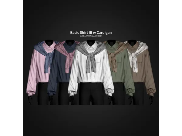 Alpha Basic Shirt III w Cardigan by gorillax3 - The Sims 4 Custom Content