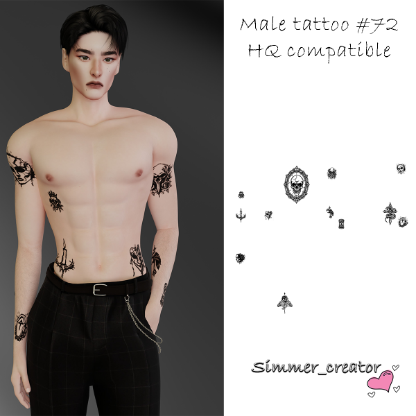 Mix Male tattoo 72 by simmer_creator - The Sims 4 Custom Content