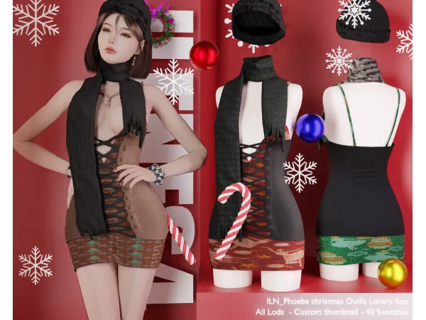 Alpha ILN Phoebe Christmas Outfit - The Sims 4 Custom Content
