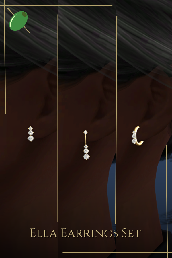Alpha Ella Earrings Set by pitted0live - The Sims 4 Custom Content