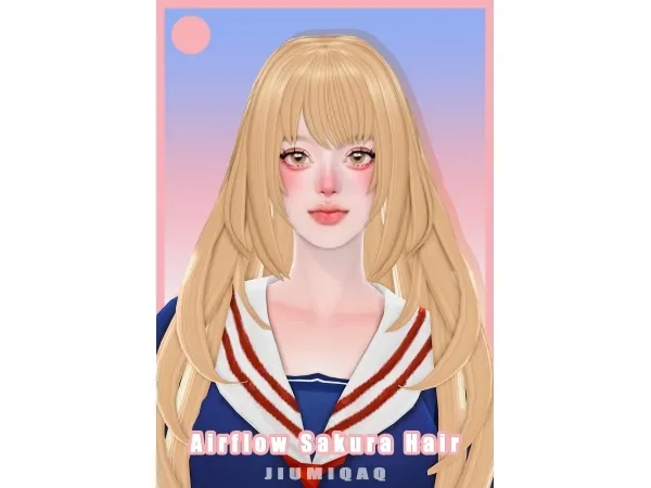 Sims 4 JIUMIQAQ Airflow Sakura Hair by jiumiQAQ