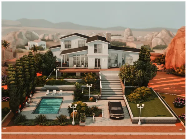 Maxis Match MM White Villa by Merin_Martini - The Sims 4 Custom Content