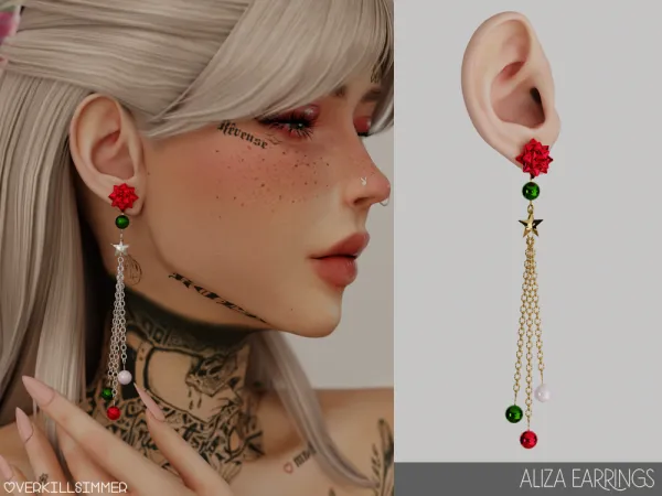 Mix Aliza earrings by overkillsimmer - The Sims 4 Custom Content