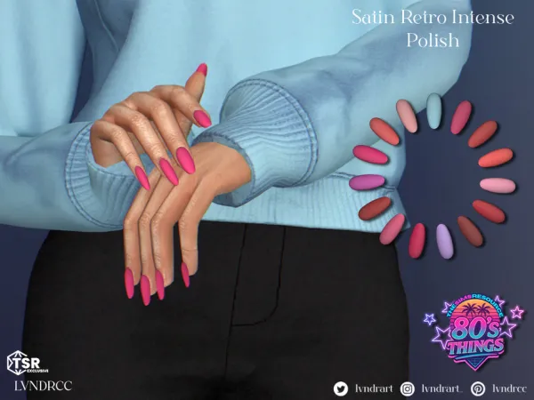 Alpha (80's Things) Satin Intense Retro Polish Nails - The Sims 4 Custom Content