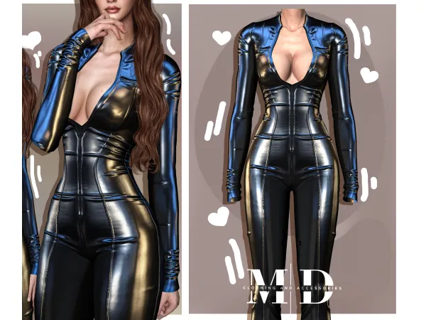 Alpha Latex and sports jumpsuit V1 and V2 - The Sims 4 Custom Content