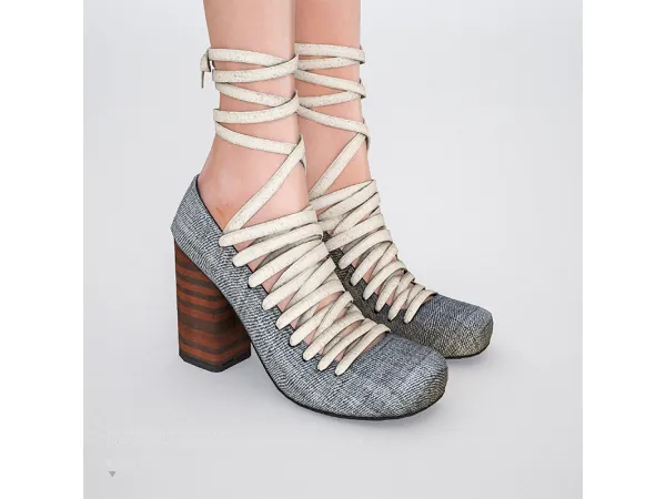Sims 4 Lemaire 90mm Lace-up Pumps by charonlee