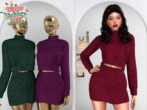 Alpha [TSR Advent Calendar 2025] Cozy Christmas Glam Set DO114 - The Sims 4 Custom Content