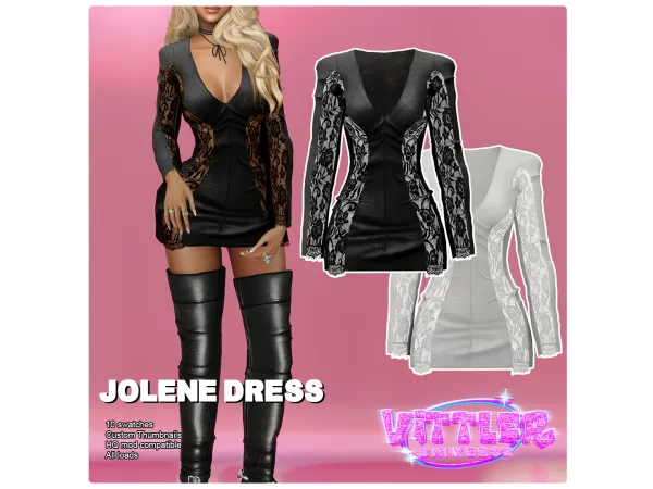 Sims 4 Jolene Dress By VittlerUniverse