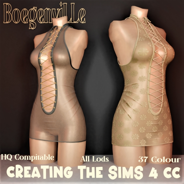 Alpha Boe_Crissy Dress Lace by boegenville - The Sims 4 Custom Content