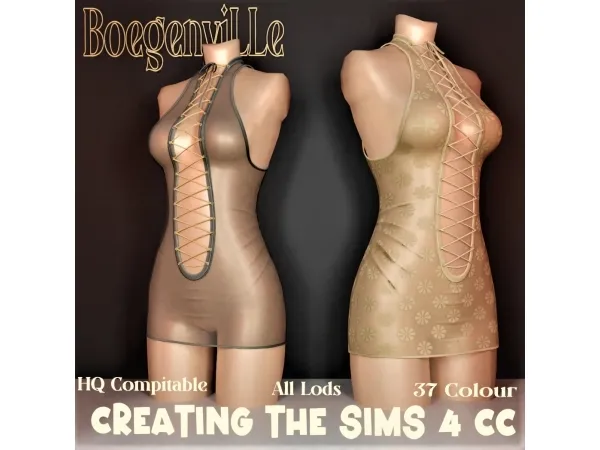 Alpha Boe_Crissy Dress Lace - The Sims 4 Custom Content