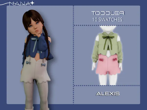 Maxis Match 7NANA (Alexis) Set w Velvet Shirt - The Sims 4 Custom Content