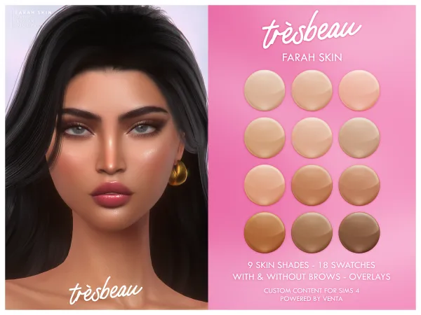 Alpha Tres Beau Farah Skin - The Sims 4 Custom Content