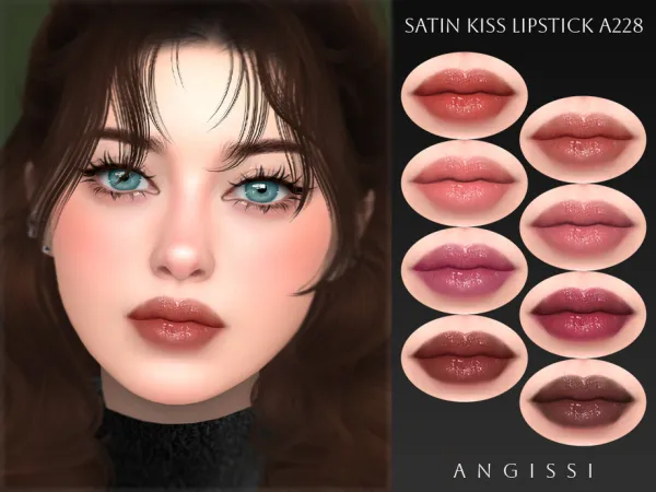 Sims 4 Satin Kiss Lipstick A228 by ANGISSI
