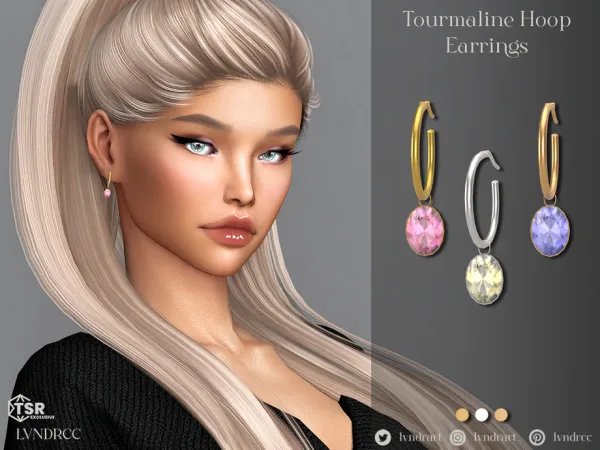 Alpha Tourmaline Hoop Earrings - The Sims 4 Custom Content