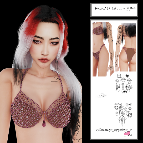 Mix Female tattoo 74 by simmer_creator - The Sims 4 Custom Content