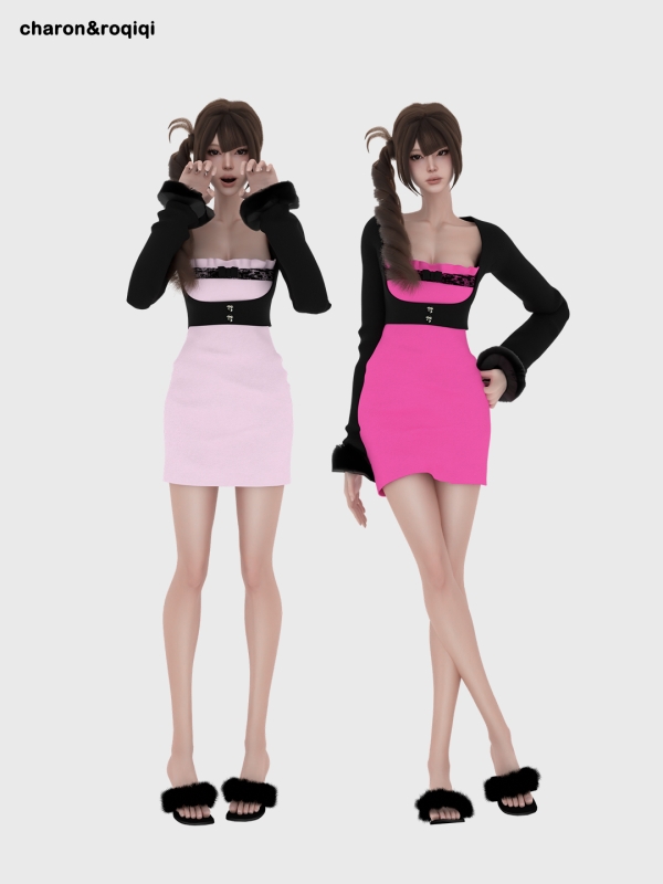 Mix [charonroqiqi]04_dress by roqiqi - The Sims 4 Custom Content