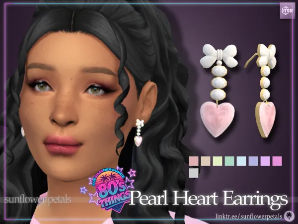 Mix Pearl Heart Earrings - The Sims 4 Custom Content