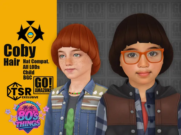 Maxis Match Coby Hair (80's Things) - The Sims 4 Custom Content