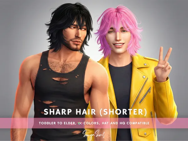 Alpha Sharp Hair Shorter - The Sims 4 Custom Content