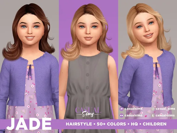 Alpha Jade Left Hairstyle Children - The Sims 4 Custom Content