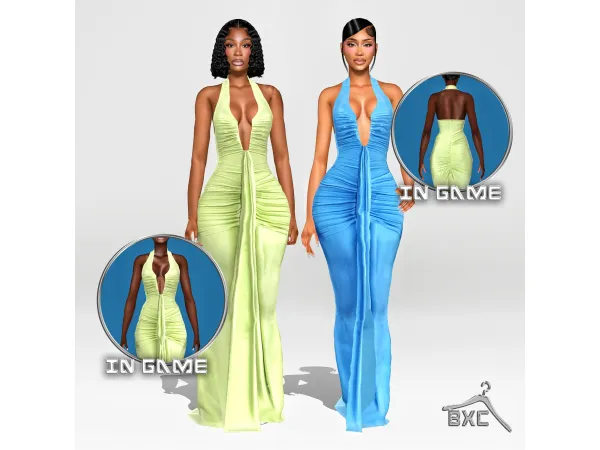 Sims 4 ROSETTA MAXI DRESS by Baddiexsimmer