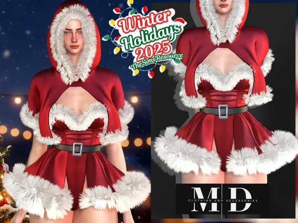 Alpha red silk Christmas set - The Sims 4 Custom Content