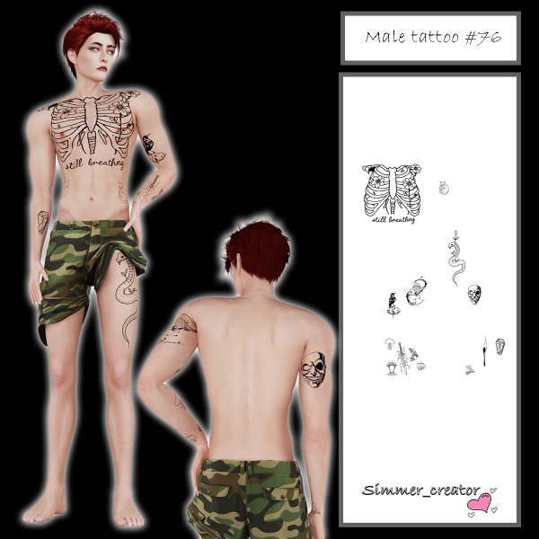 Mix Male tattoo 76 by simmer_creator - The Sims 4 Custom Content