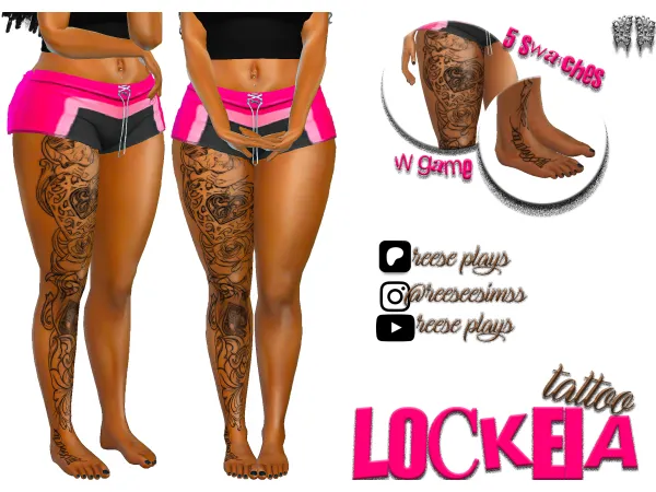 Alpha Lockeia Leg Sleeve Tattoo - The Sims 4 Custom Content
