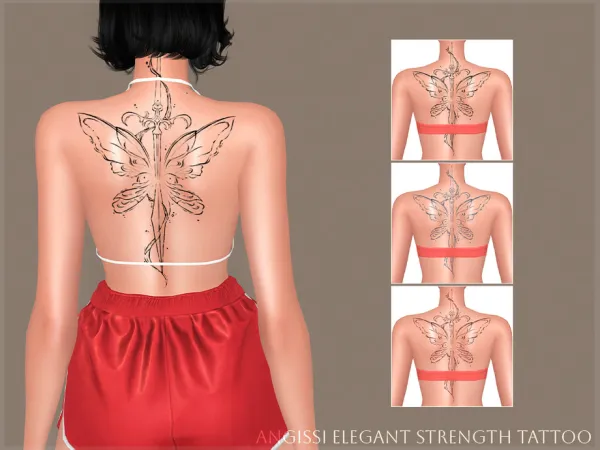 Mix Elegant Strength Tattoo by ANGISSI - The Sims 4 Custom Content