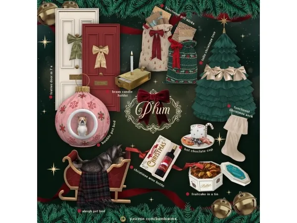 Alpha plum ( december 2025 extras) christmas set - The Sims 4 Custom Content