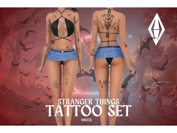 Mix VICCS_STRANGER THINGS TATTOO (TEEN ELDER) - The Sims 4 Custom Content