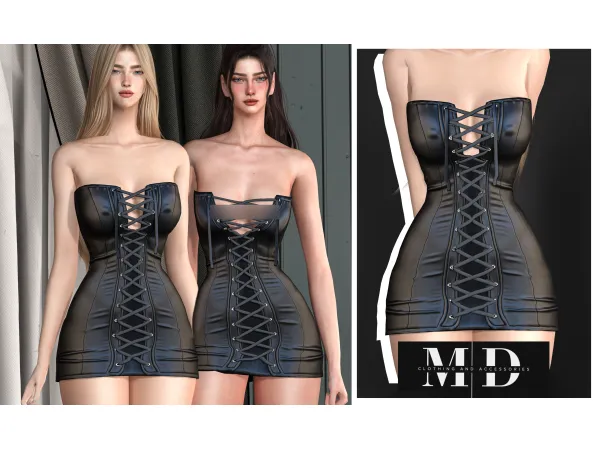 Alpha NEW 43310450277903 Elvira leather mini dress 43310450277903 - The Sims 4 Custom Content
