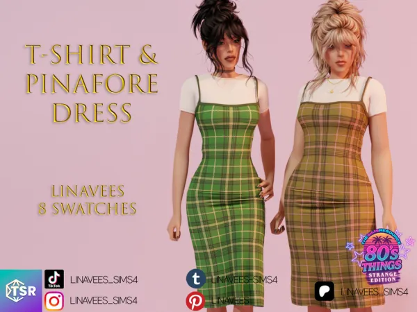 Alpha 80's Things T SHIRT PINAFORE DRESS by linavees - The Sims 4 Custom Content