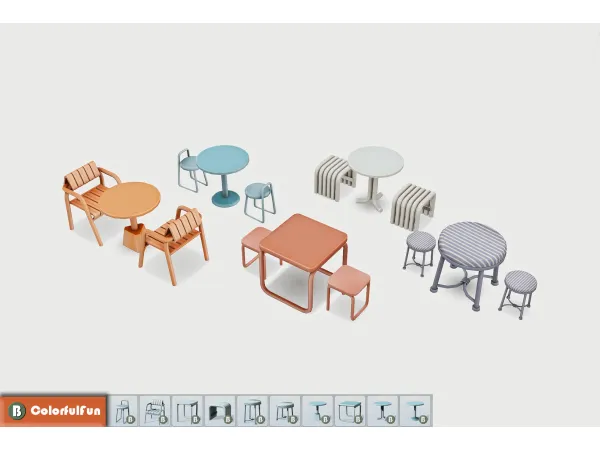 Maxis Match ColorfulFun Dining Set by buildo_cc - The Sims 4 Custom Content
