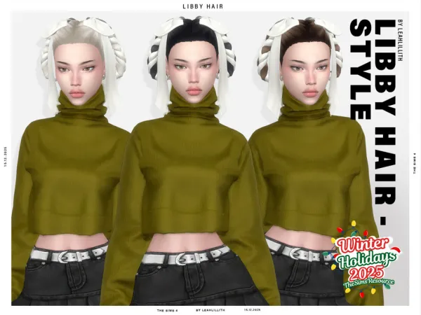 Maxis Match Winter Holidays Libby Braided Pigtails Hairstyle by Leah_Lillith - The Sims 4 Custom Content