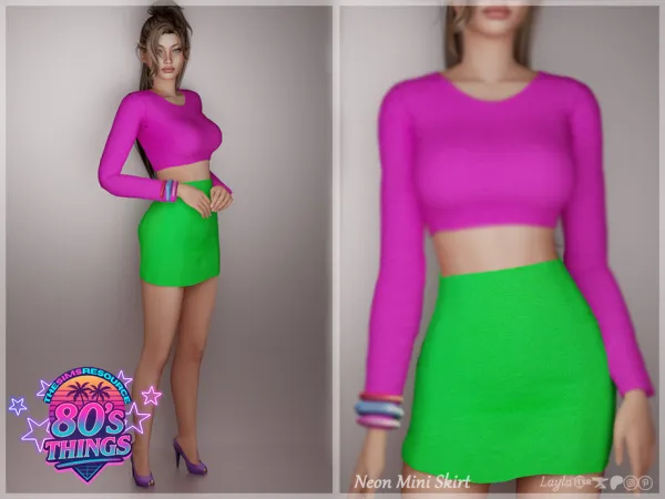 Alpha tsr 80's Things Neon Mini Skirt - The Sims 4 Custom Content