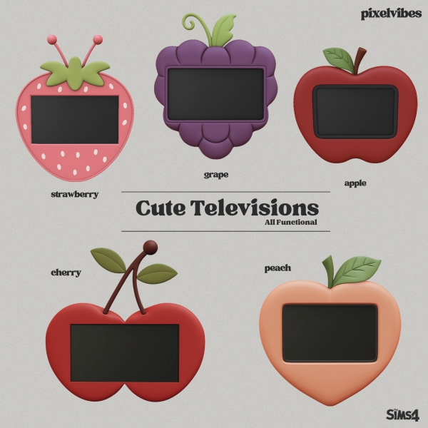 Mix Cute Televisions by pixelvibes - The Sims 4 Custom Content
