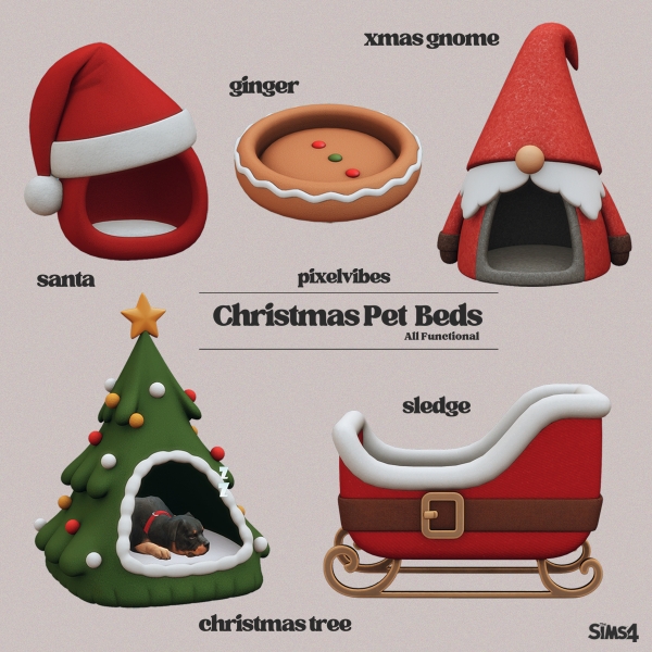 Mix Christmas Pet Beds by pixelvibes - The Sims 4 Custom Content