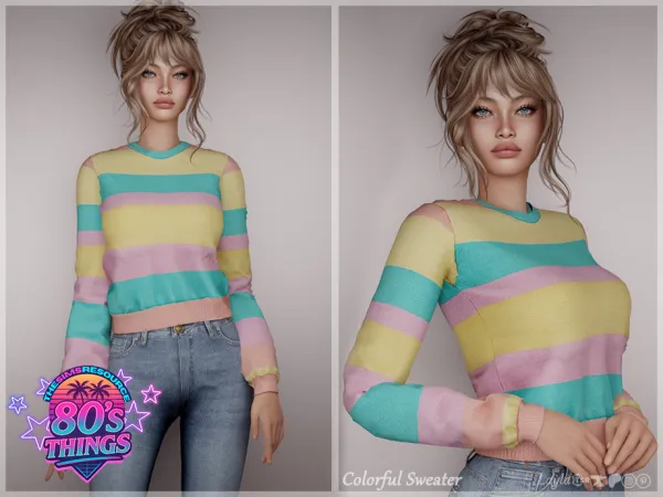 Alpha tsr 80's Things Colorful Sweater - The Sims 4 Custom Content