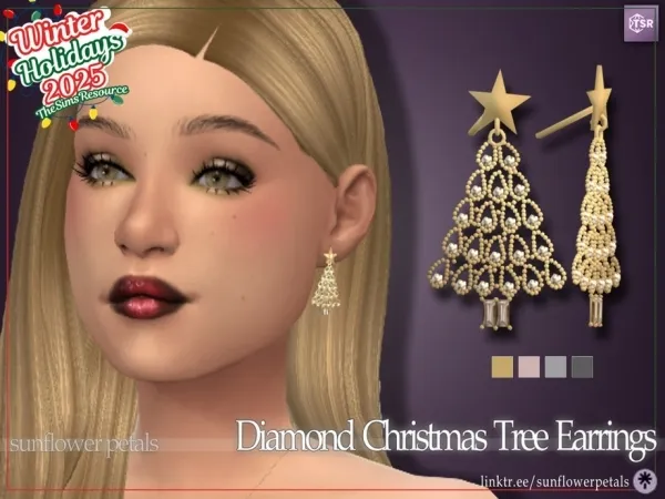 Mix Diamond Christmas Tree Earrings - The Sims 4 Custom Content