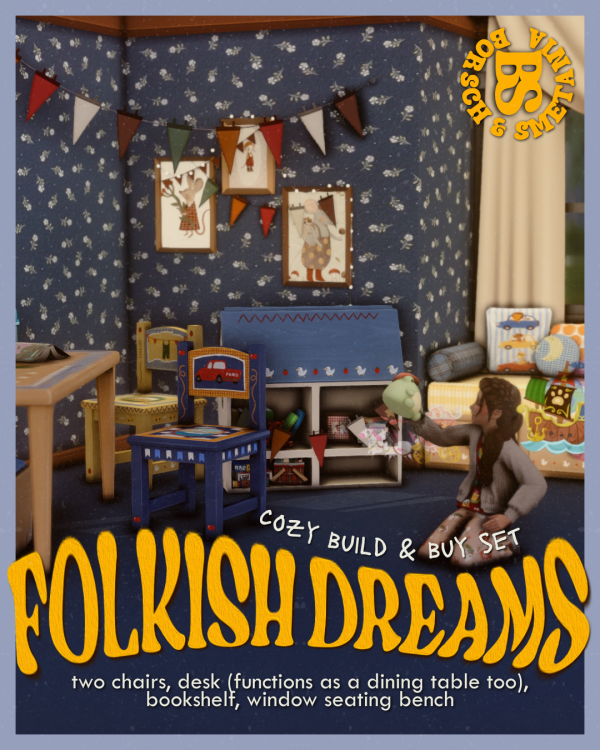 Maxis Match Folkish Dreams Set by simsfinds - The Sims 4 Custom Content