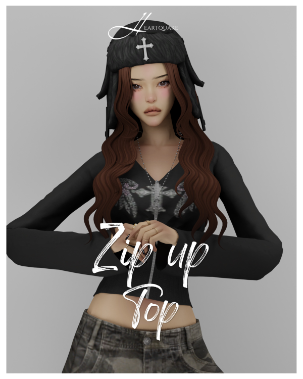 Maxis Match heartquake zip up top by simsfinds - The Sims 4 Custom Content