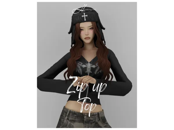 Sims 4 heartquake u2661 | zip up top