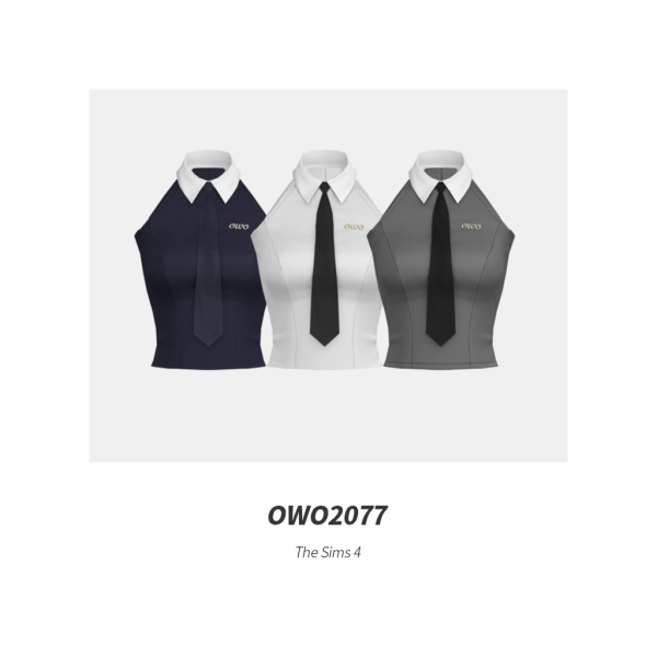 Maxis Match OWO2077 Chic Halter Neck Tie Top by simsfinds - The Sims 4 Custom Content