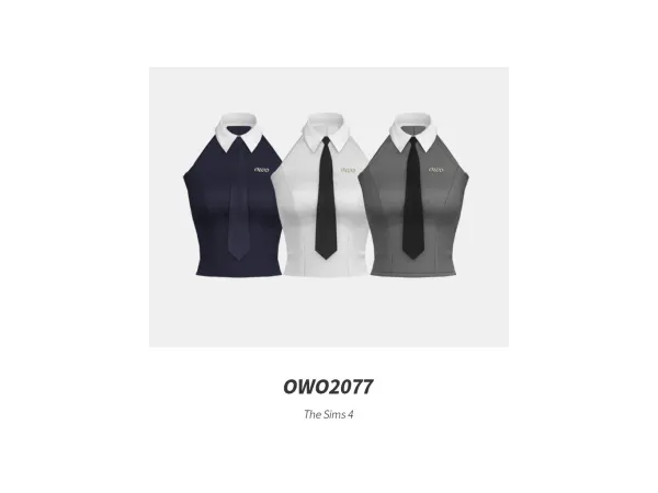 Maxis Match OWO2077 Chic Halter Neck Tie Top - The Sims 4 Custom Content