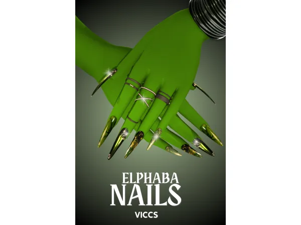 Mix VICCS_ ELPHABA NAILS (TEEN ELDER) - The Sims 4 Custom Content