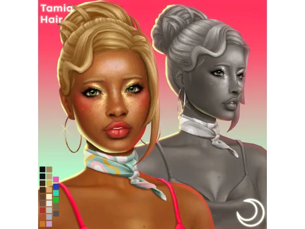 Maxis Match TAMIA HAIR by IMVIKAI - The Sims 4 Custom Content