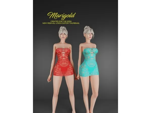 Alpha MARIGOLD TS4_ALANA LINGERI DRESS - The Sims 4 Custom Content