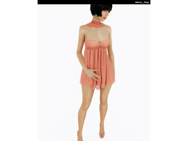Alpha edikted pheona scarf mini dress by delicious things - The Sims 4 Custom Content